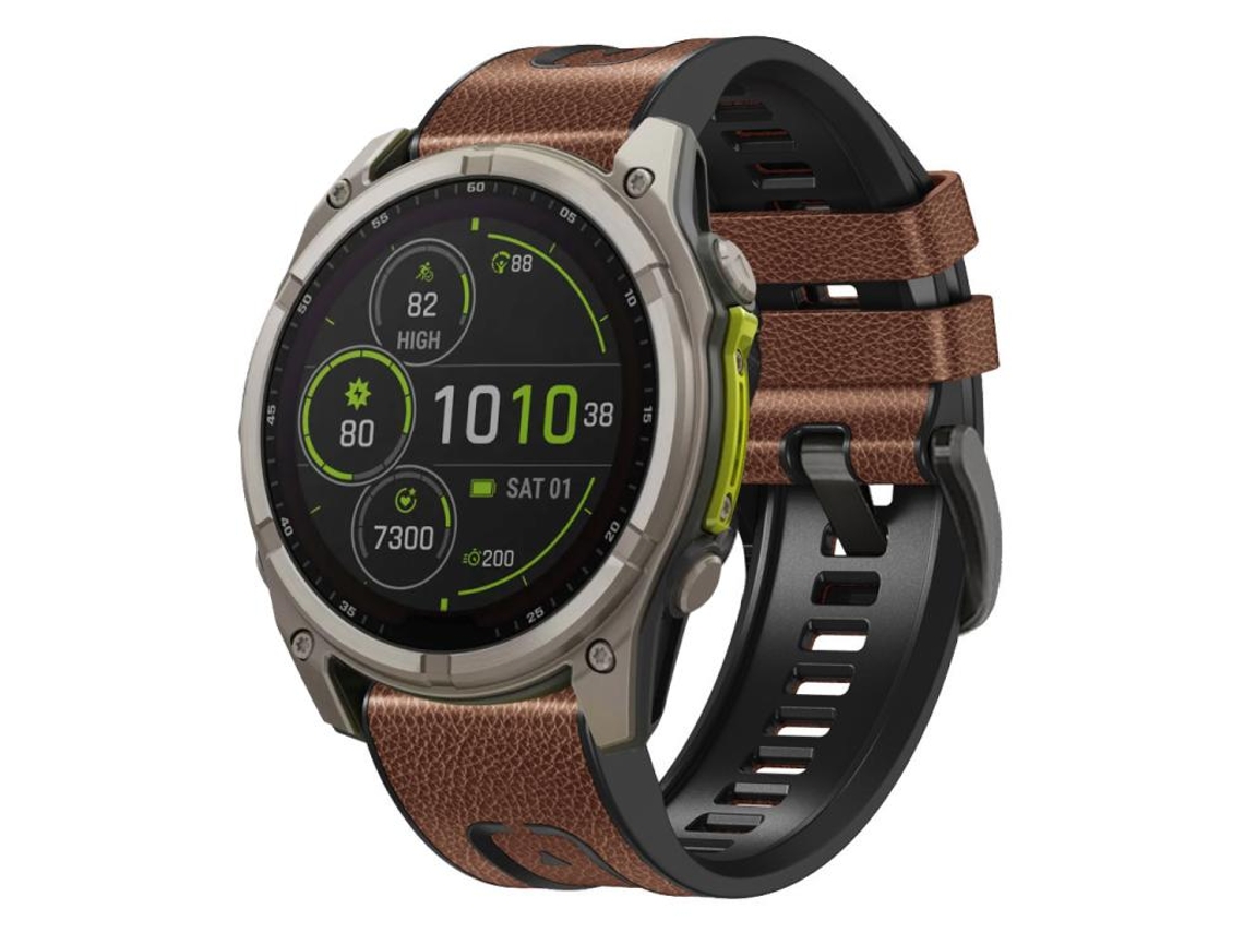 Correa Garmin (26 mm) - Piel y silicona - Cierre rápido - Hebilla de acero negro