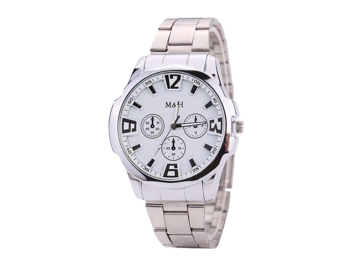 Reloj De Pulsera Analógico De Cuarzo Para Hombre Con Brazalete De Aleación Y Esfera Blanca Plateada.