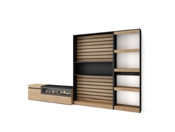 Muebles de Salón para TV 320x186x35cm Chimenea eléctrica Roble y negro