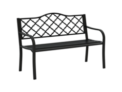 Banco de jardín metálico con brazos, negro, 240 kg