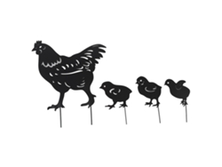 4pcs Estacas De Silhueta De Galinha E Pintinhos Em Metal Durável Para Decoração De Jardim