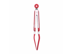 Pinzas Y Espátula De Silicona Y Acero Inoxidable Para Barbacoa, Filetes Y Cocina, 23 Cm, Color Rojo.