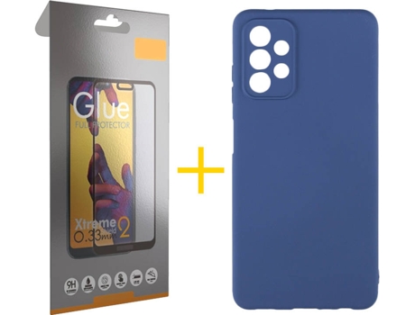 Kit Funda + Protector de Pantalla Samsung A32 5G SKYHE Cristal Templado 5116 Azul