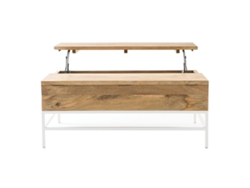 Mesa de Centro Elevable Mango Y Metal Blanco Boho MILIBOO