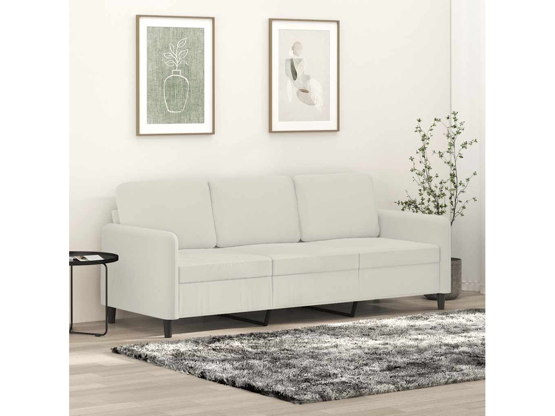 Sofá De 3 Plazas | Sofá De Salón | Sofá De Descanso Terciopelo Color Crema 180 Cm