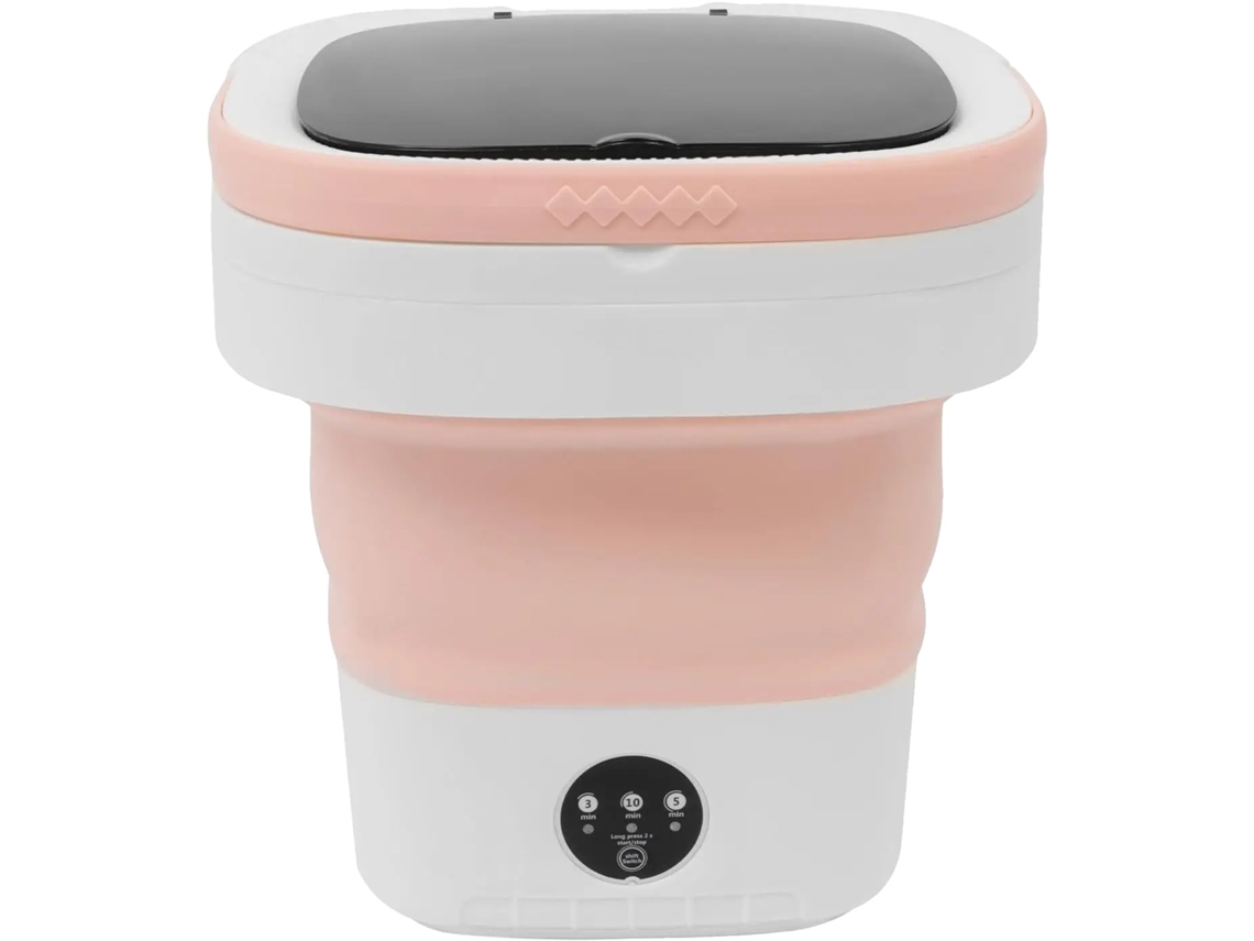 Lavadora plegable, portátil para viajes y acampadas, color rosa.