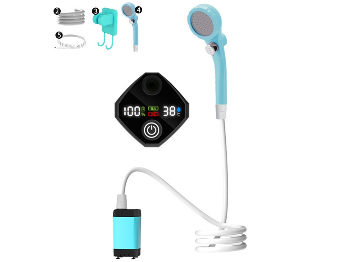 Bomba De Ducha Eléctrica Portátil Recargable Para Camping Con Pantalla Digital Inteligente