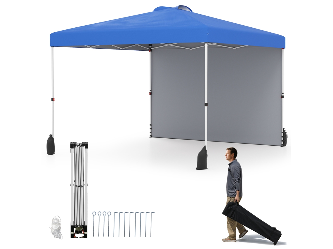 Tienda Plegable Con Panel Trasero Costway Pop-up (3 X 3 M - Tela Oxford - Azul)