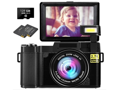 Cámara Digital MOROROR 30.0 Mp 2.7K 128Gb HD Full Video Vlog con lente gran angular Pantalla abatible de 3 pulgadas