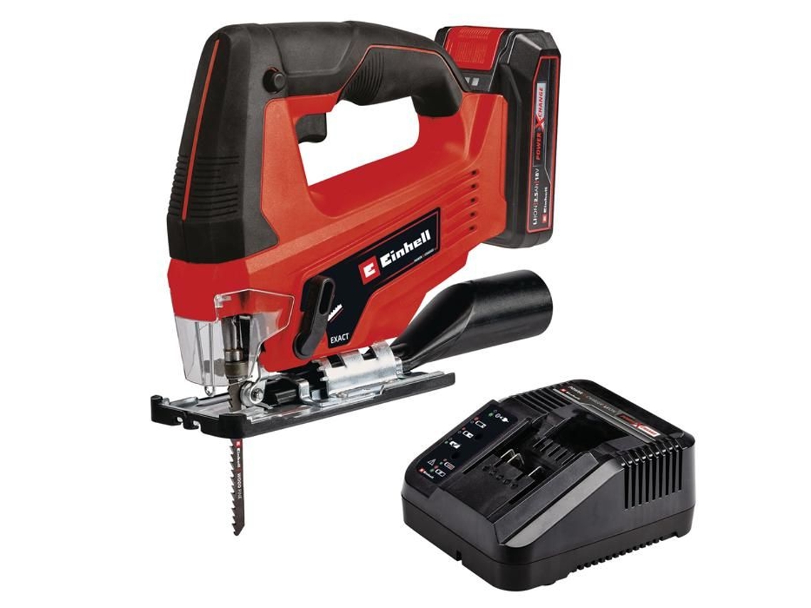 Kit de sierra de calar inalámbrica Einhell TC JS 18/70 Li con batería de 2,5 Ah y cargador (18 V, profundidad de corte 70 mm)