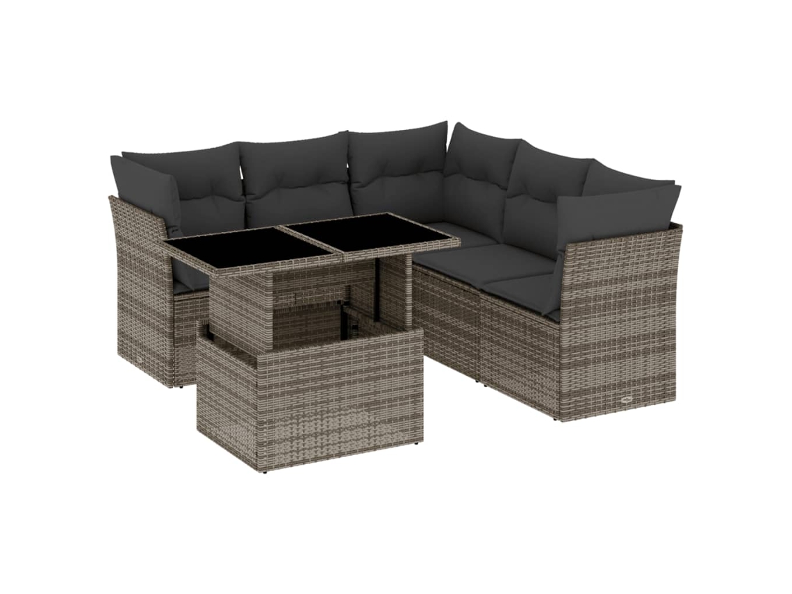 Maison Exclusive - Set De Muebles De Jardín 6 Pzas Y Cojines Ratán Sintético Gris
