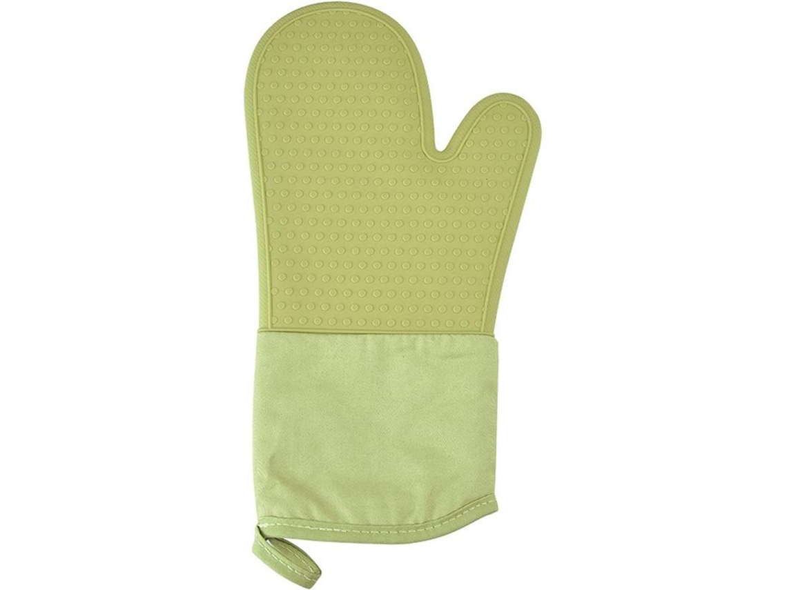 Guantes de cocina aislantes de silicona Rebe-Unibody, anti-quemaduras, antideslizantes, resistentes al calor, color verde.