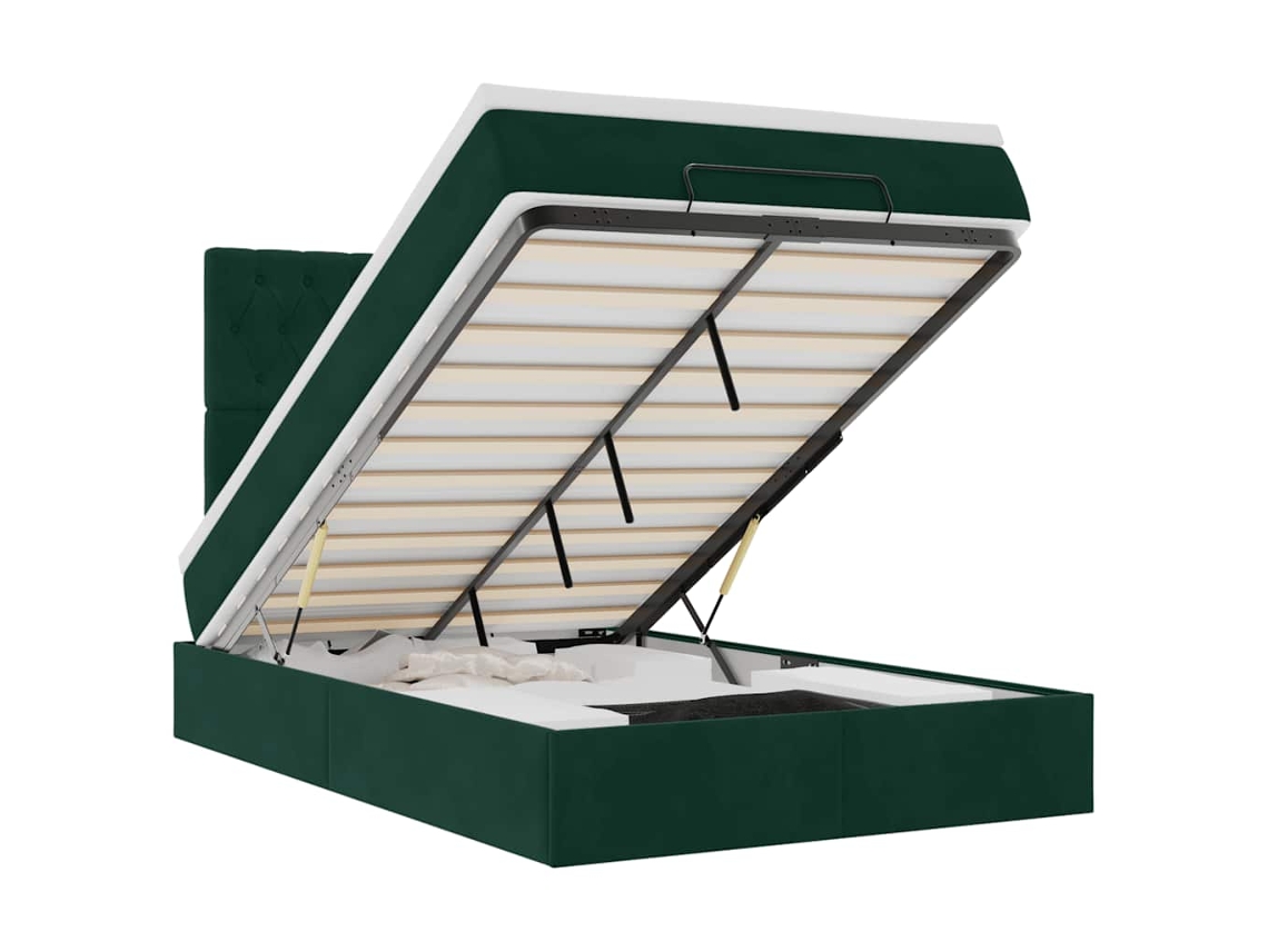 Maison Exclusive - Estructura Cama Otomana Colchones Terciopelo Verde Oscuro