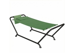 Hamaca De Jardín Con Bolsillo Lateral Y Soporte Para La Cabeza, De Metal Y Poliéster, 237x90x92cm, Verde Oscuro.
