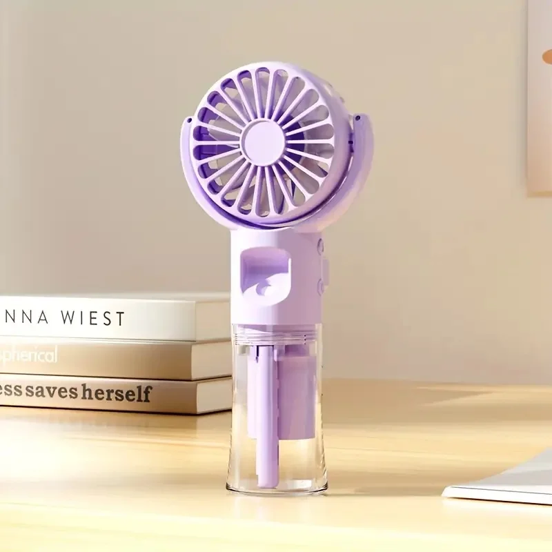 Ventilador Pulverizador (morado) Con Función De Humidificación: Ventilador Ajustable De 4 Velocidades, Carga Usb.