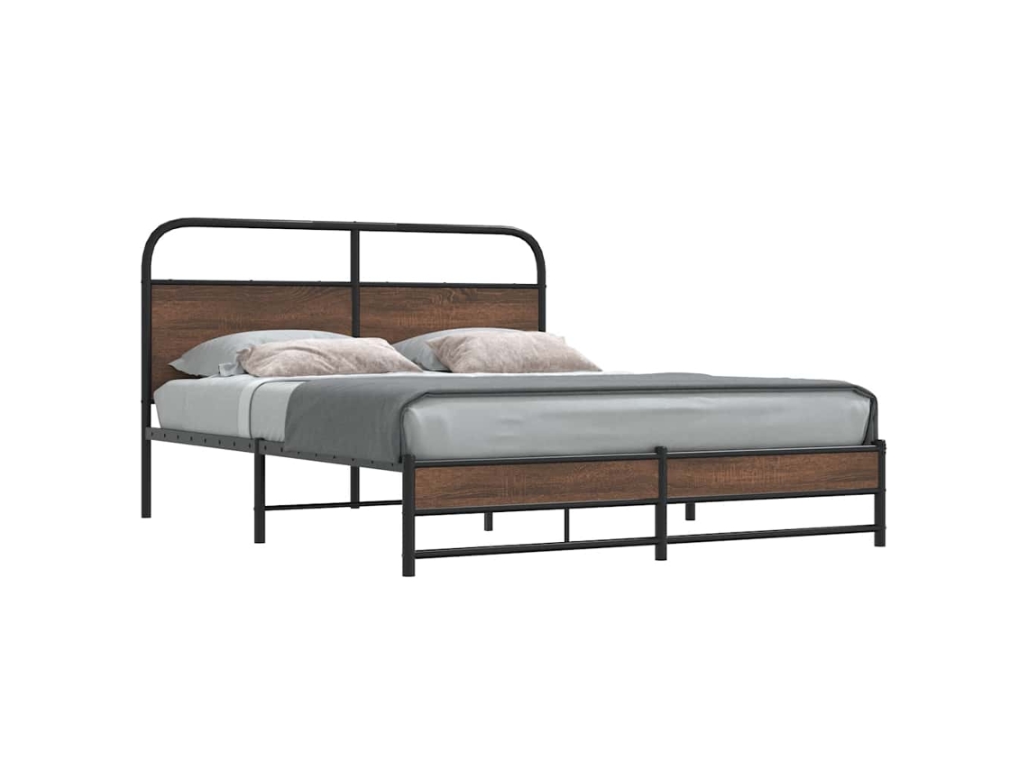Estructura De Cama Sin Colchón 150x200 Cm Madera Marrón Roble