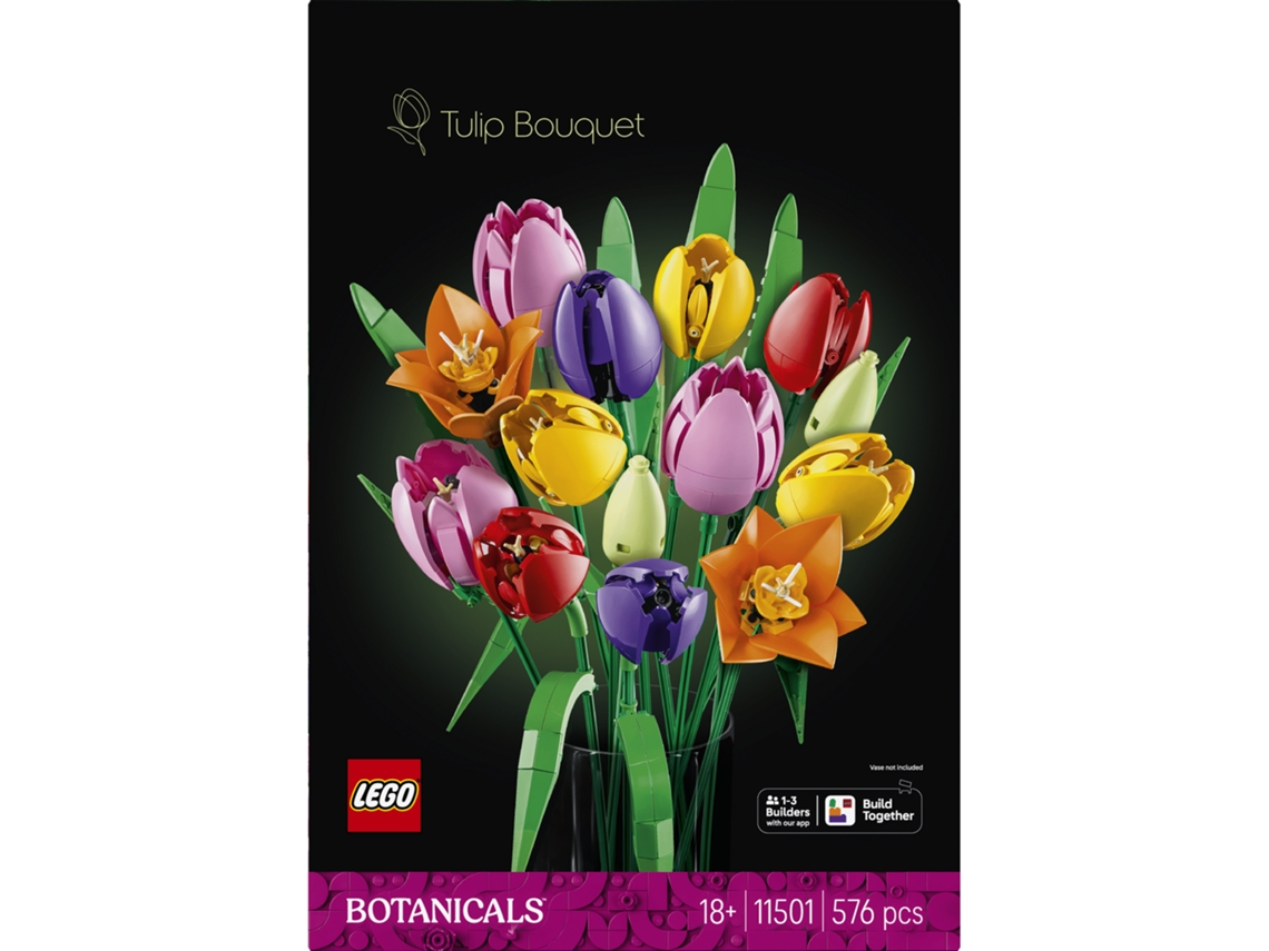 Ramo de tulipanes botánicos Lego® 11501: flores artificiales decorativas con 14 tulipanes en 5 colores