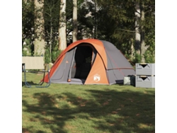 Tienda de campaña familiar, estilo cabaña, para 6 personas, impermeable, gris/naranja