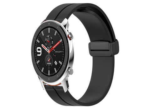 Correa de reloj inteligente para Amazfit GTR 42 mm 20 mm Correa de reloj de silicona con cierre magnético de color sólido (negro)