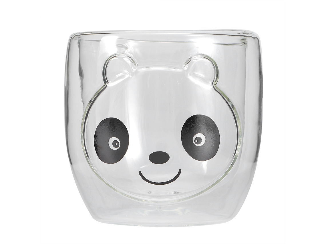 Vaso de cristal transparente con bonitos estampados de animales, gran capacidad (d)