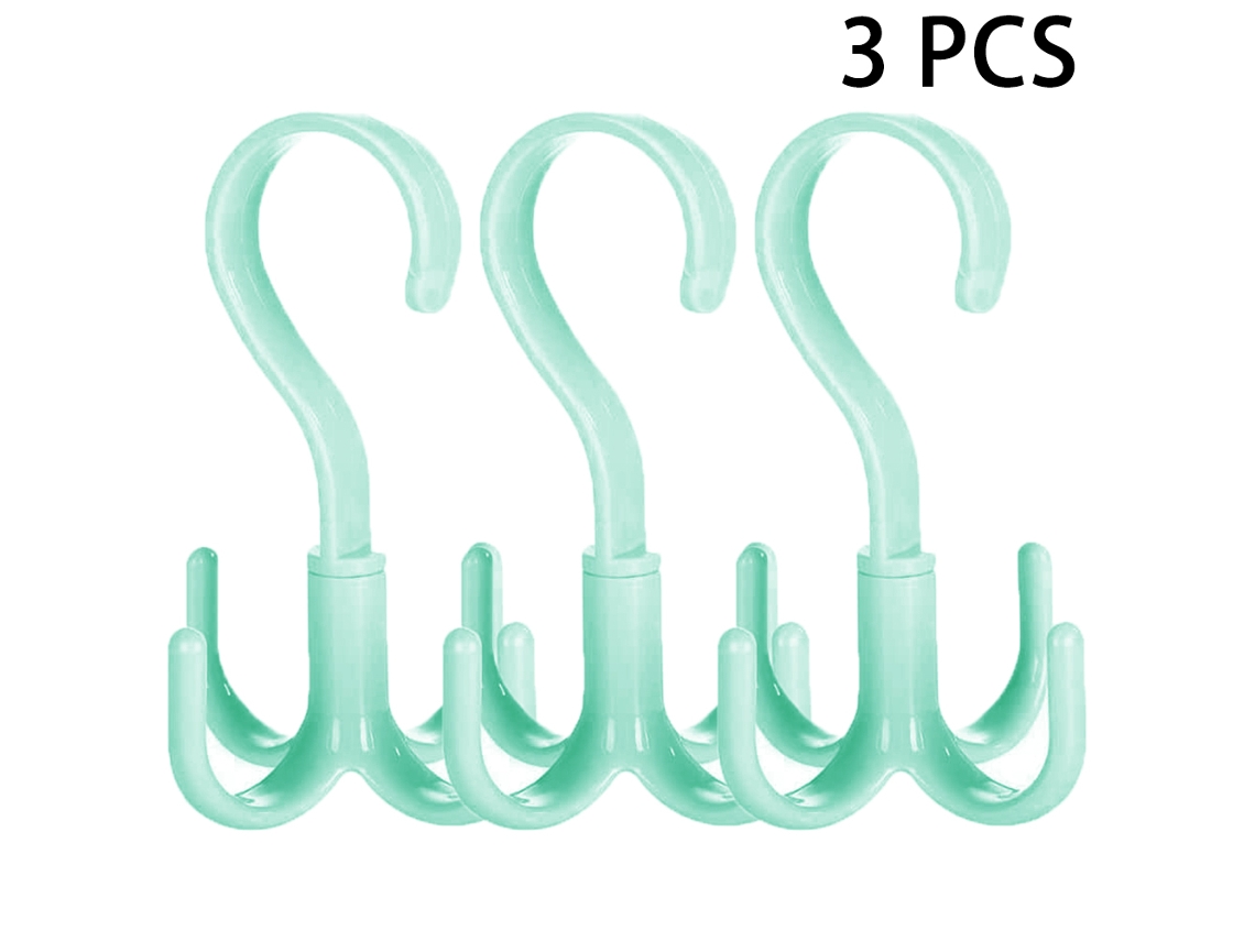Organizador de armario giratorio de 3 piezas para bolsos, corbatas y cinturones, percha de plástico para bolsos, bufandas, cinturones y corbatas.