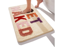 Alfombrilla De Baño Absorbente, Lavable Y Antideslizante De Microfibra Color Beige, 50x80cm