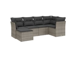 Conjunto 6 de muebles de jardín VIDAXL y cojines ratán sintético gris