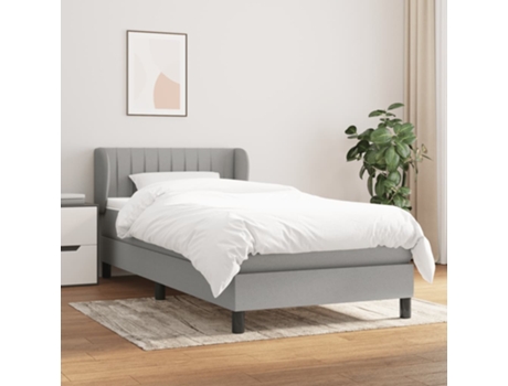 vidaXL Cama con somier y colchón 90x190 cm tela gris claro
