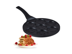 Forma Para Panquecas Relaxdays Com Rostos Divertidos, 7 Cavidades, Ø 8 Cm Cada, Indução, Alumínio, Preto