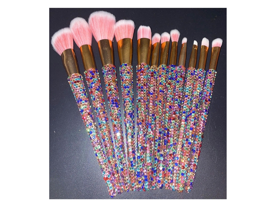 Juego de diamantes de imitación, brochas brillantes, juego de brochas para base cosmética, 12 piezas, Color 4 LUUCOZK