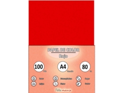 80Gr A4 Papel Rojo 100 Hojas
