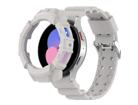Correa de reloj inteligente para Samsung Galaxy Watch5 de 44 mm con armadura de silicona + funda protectora (gris claro)