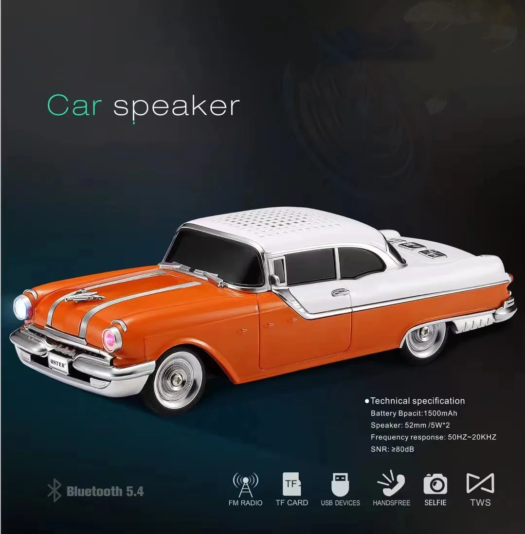 Altavoz Bluetooth inalámbrico compatible con tarjeta TF, radio FM y entrada auxiliar MDUG (naranja)