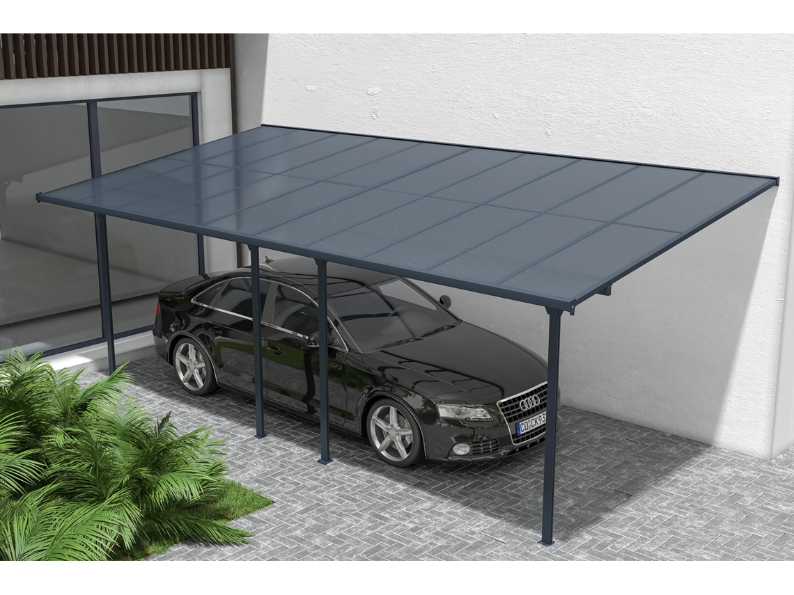Cazeboo Pérgola Cubierta para Terraza de Aluminio Premium, gris 6x3 m KLEO