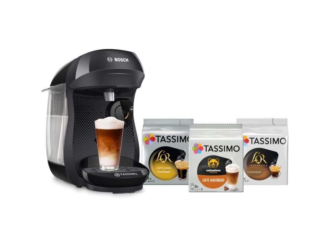Cafetera Tassimo Happy Negra con 3 discos T Bosch Tas102ec3