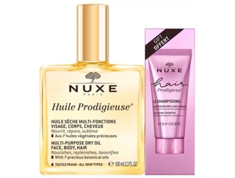NUXE Huile Prodigieuse 100 Ml Cabello Prodigieux Le Shampoing Brillance Miroir 30 Ml Ofrecido