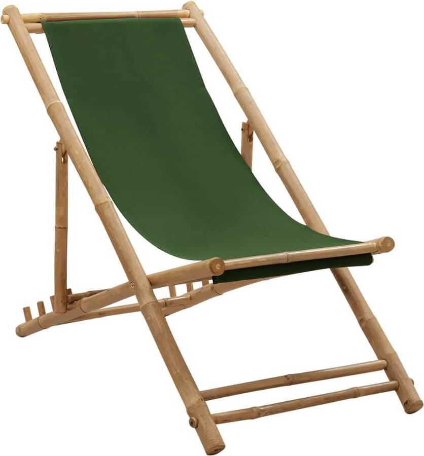 Tumbona De Y lona verde vidaxl bambãº silla bambu 60x123x95 cm