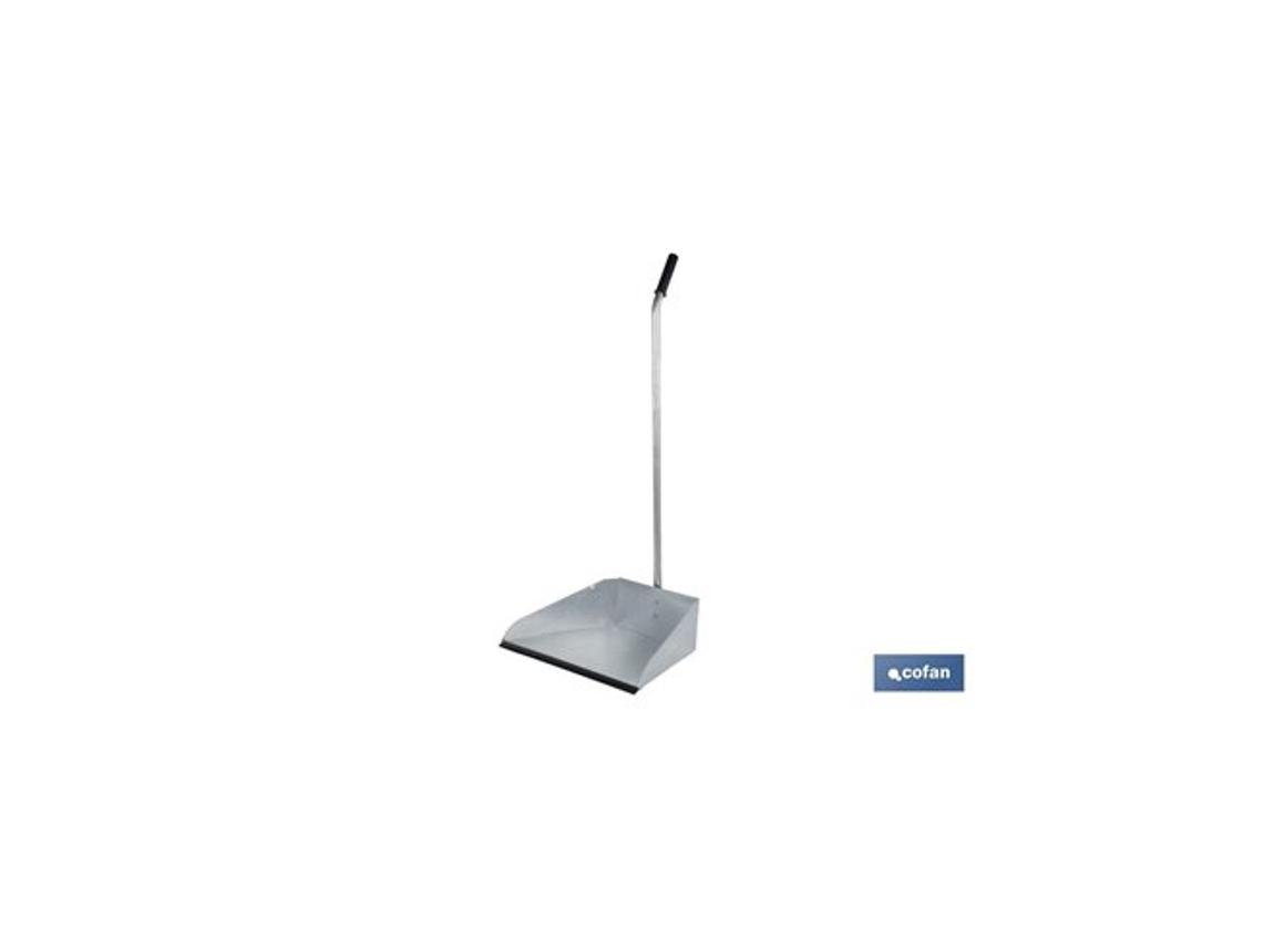 Recogedor industrial galvanizado con goma y mango curvo Cofan