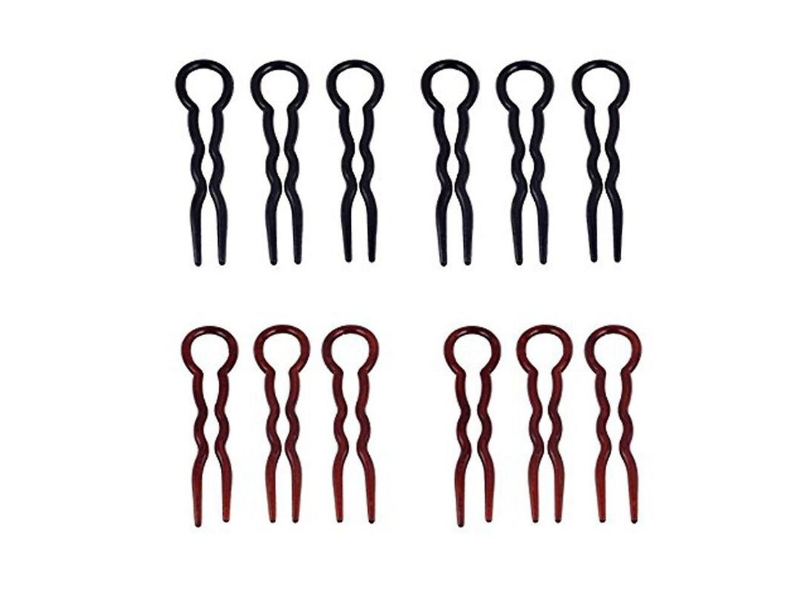 12 Pinzas Para El Cabello Sencillas En Forma De U Con Diseño De Espiral Para Peinados, Fabricadas En Resina Abs Duradera.