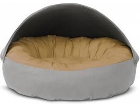 Cama Redonda para Perros y Gatos GAUTY Tela de sarga (Beige y Gris - 57 cm)