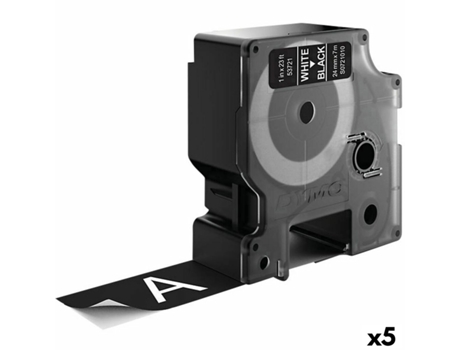 Cinta Laminada Para Etiquetadora DYMO D1 (Negro Y Blanco - 5 Unidades - 19Mm)