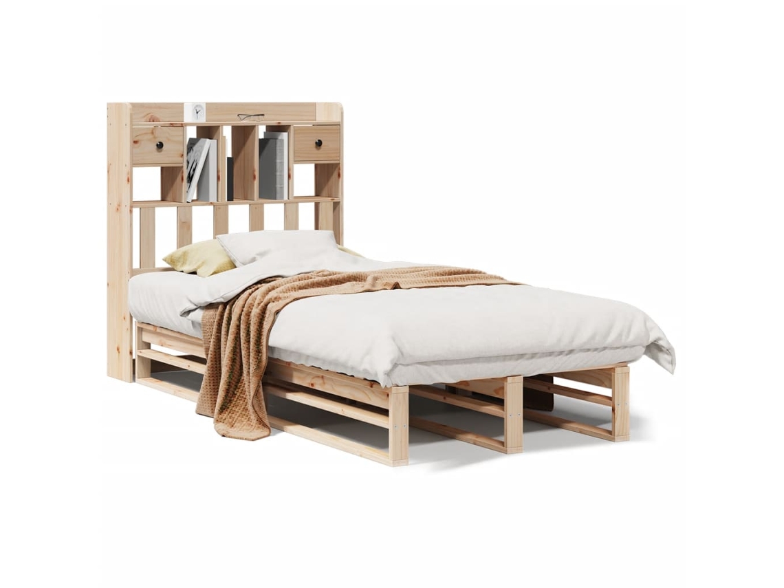 Maison Exclusive - Cama Con Estantería Sin Colchón Madera Maciza De Pino 90x190 Cm