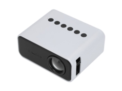 Mini Proyector LED HURRISE 4.3 x 3.5 x 2 Pulgadas Proyector de Video de Multi Puertos con Soporte de Sonido Doméstico Enchufe UE Blanco