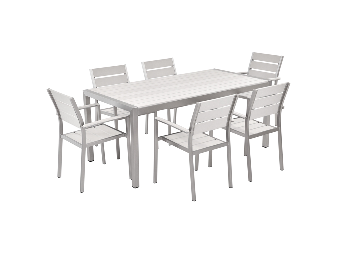 Conjunto de jardín 6 plazas de metal blanco/plateado BELIANI Vernio