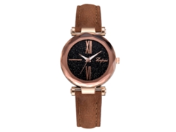 Reloj Analógico Para Mujer Con Grandes Números Romanos Y Correa De Piel Sintética Marrón.