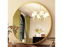Espejo de pared redondo con marco de aluminio cepillado, espejo moderno para uso cosmético y decorativo con MC STAR