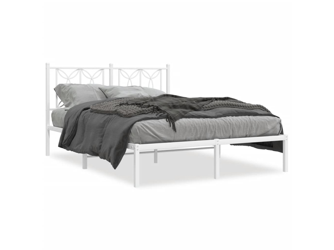 Maison Exclusive - Estructura Cama Sin Colchón Con Cabecero Metal Blanco 140x190cm