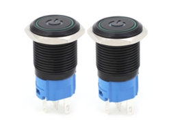 2 Interruptores Metálicos Autoblocantes Ip65 Con Led Y Símbolo De 16 Mm (verde, 220 Vca)