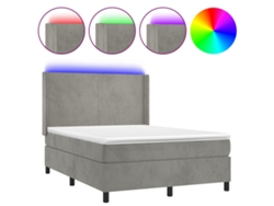 Maison Exclusive - Cama Box Spring Colchón Y Led Terciopelo Gris Claro 140x190 Cm