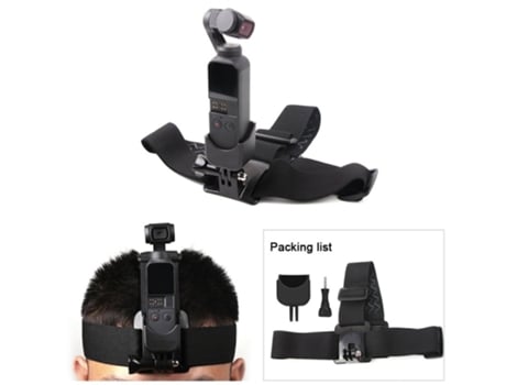 Sunnylife para GoPro Head Strap Headband Mount Holder con adaptador para DJI OSMO Pocket Camera negro